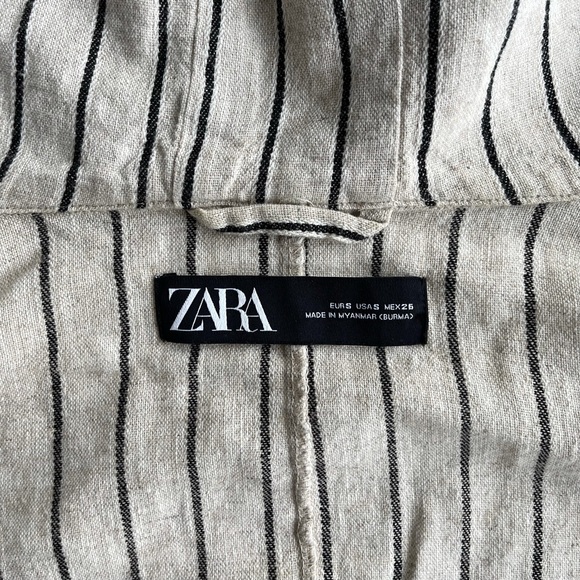 ZARA Striped Linen Bomber Jacket with Hood (lightly worn) - Picture 9 of 9